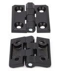 Zinc Alloy Screw Mounting Door Hinge With Auto Close Double Spring For Cabinet Doors And Utility Boxes, black finish close-up