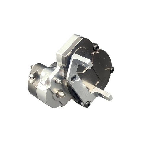 Beefed Up Metal RC Transmission Center Gearbox Case With Gears For 1/18 LC80 FCX18 Crawler, Aluminum Upgrade Housing, Silver