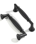 10 Pack Badass Matte Black 4 Inch Hole Center Cabinet Pulls And Handles For Kitchen Bedroom And Bathroom Vanity Hardware Premium Heavy Duty Zinc Alloy Rust Resistant Smooth Grip Texture on white background.
