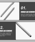Stainless Steel Lag Screws For Deck Cable Railing Hardware Left And Right Threaded Screws For Wood Posts In Outdoor Decking Systems