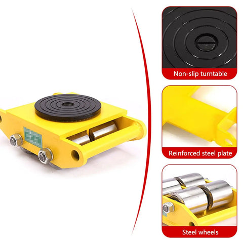 Heavy Duty Equipment Dolly Moving Skate With 360 Degree Turntable For Warehouse And Factory Heavy Cargo Low Profile Machinery Skate Dolly With Non Slip Surface 15 Ton Capacity