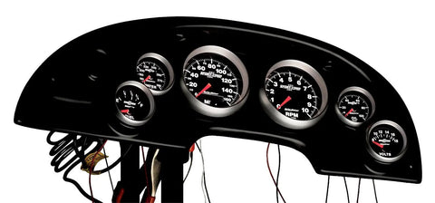 Black Two Gauge Race Panel For 2-1/16 Inch Gauges, OEM-Look Fit, Paint-To-Match Dash, Replaces Stock Cluster, front view
