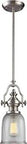 Chadwick Mini Pendant Light In Satin Nickel With Clear Ribbed Glass 1 Light Fixture for Kitchen Island or Bar Area, 7 Inch Wide, 16 Inch High