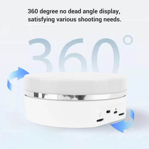 Awesome 360 Rotating Display Stand With Adjustable LED Lights And 11 Pounds Load Capacity, side view showing control ports.