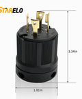 Locking NEMA L14-30P Generator Plug For 30A 125/250V 3 Pole 4 Wire Grounding Industrial Grade, dimensions shown
