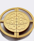 Gold Retro Style Brass Cabinet Pull Handles 2 Pack For Cabinets Closets And Drawers Round Old School Pull Knobs With Auspicious Cloud Geometric Pattern