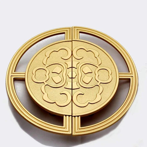 Gold Retro Style Brass Cabinet Pull Handles 2 Pack For Cabinets Closets And Drawers Round Old School Pull Knobs With Auspicious Cloud Geometric Pattern