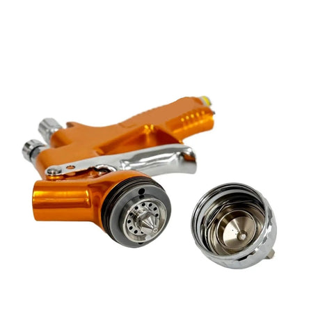 Professional Pneumatic Air Spray Gun With 1.3mm Nozzle For Automotive Paint Spraying and Auto Body Refinishing, detail view of nozzle.