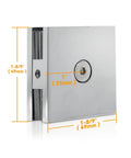 Solid Chrome Shower Glass Clamp, Heavy Duty Brass Clip For Frameless Panels, detailed size measurements and specifications.