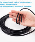 Hand holding Hot Temp Silicone Vacuum Hose For Cars And Rigs 16.4 Feet Long Five Meters Inner Diameter One Eighth Inch Outer Diameter
