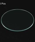 Six Pack Watch Crystal Lenses 32.5mm Diameter Round Flat Mineral Glass Replacement Parts for watch repair on black background.