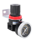 Air Pressure Regulator For Pneumatic Tools One Quarter Inch PT 0 To 150 Psi With Pressure Gauge And Mounting Bracket