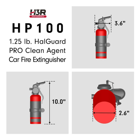 Compact Halon 1211 Auto Fire Extinguisher Burn Down Flames Swiftly While Preserving Your Ride This Military Spec Clean Agent Leaves Zero Residue Safety Rated Small Profile Built For Daily Drivers Who Demand Reliability, featuring dimensions of 10.0" height, 3.6" width, and 2.6" depth.