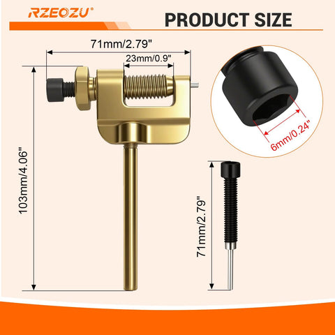 RZEOZU gold chain breaker tool with screw clamp and long shaft; includes Allen key (front view)