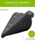 Seven Eighths Inch Step Bit Metal Cutter With Patented Split Step Design for fast, clean holes in steel, wood, and plastics