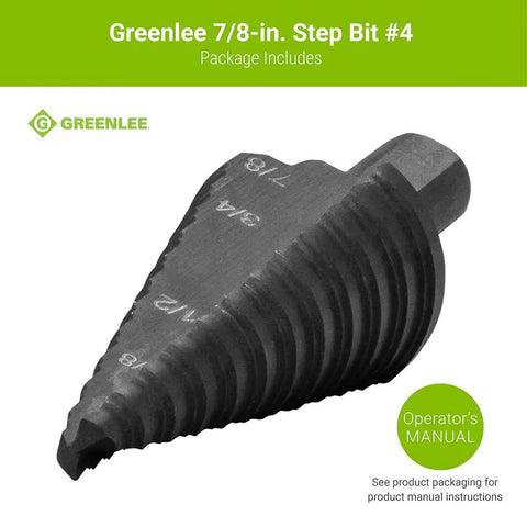 Seven Eighths Inch Step Bit Metal Cutter With Patented Split Step Design for fast, clean holes in steel, wood, and plastics