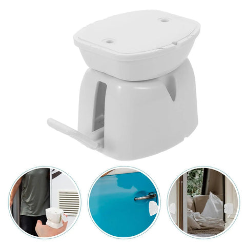 Heavy Duty Rv Door Catch Keeps Enclosed Trailer And Camper Entry Secure With Easy Install; white plastic locking mechanism shown.