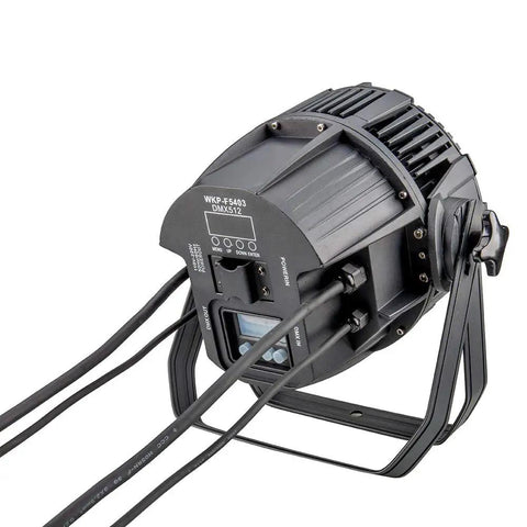 Top Tier Waterproof Power Cable Extension Featuring 3 Pin 13Awg Connectors Ip65 Rated 16.4 Foot Stage Lighting Cord For Par Lights And Live Venues Plug And Play Ready To Rock No Sweat, shown with connections and mount.