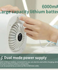 Cordless Mini AC With 6000mAh Battery, USB Powered Personal Cooling Unit showing fan and dual mode power supply