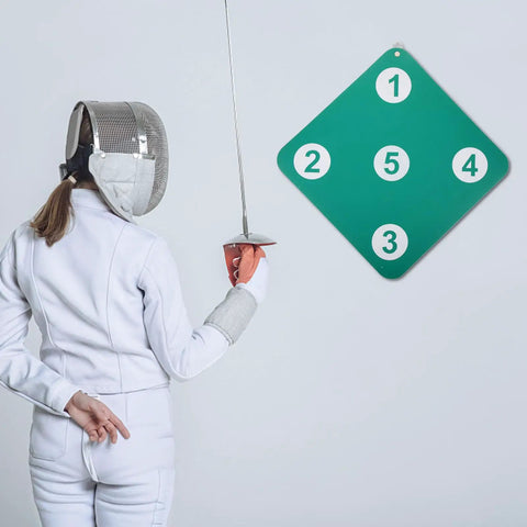 Fencer practicing with Dope Dual Sided Rubber Fencing Training Target Wall Mounted For Indoor And Outdoor Use Lightweight Practice Equipment Epée
