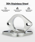Battle Ready 2.5 Inch 2 Bolt Exhaust Flange Connection Kit Crafted From 304 Stainless Steel showing rust and corrosion resistance.