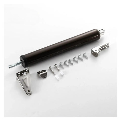 Automatic Door Closer With Adjustable Speed And Quiet Mute, Protective Holder, Pneumatic Soft Close System parts and screws displayed