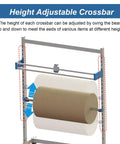 Height adjustable crossbar on Badass Heavy Duty Steel Bubble Wrap Dispenser Stand For optimal packing height.