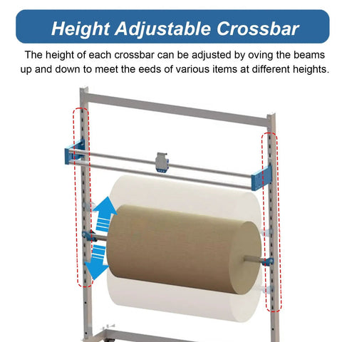 Height adjustable crossbar on Badass Heavy Duty Steel Bubble Wrap Dispenser Stand For optimal packing height.