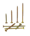 Coarse Thread Phillips Head Yellow Zinc Wood Screws Kit for Woodworking and DIY Projects Self Penetrating Spiral Insert Dual End Thread Linking for Concealed Tight Joints Includes Size Eight By One And A Half Inch To Eight By Three Inch 2 Boxes, assorted screws