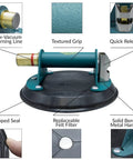 8 Inch Flat Vacuum Suction Cup With Metal Handle And Hand Pump, Red Line Indicator, showing key features and grip texture.