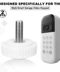Two Piece Security Quick Thumb Screws Designed For MyQ Smart Garage Door Video Keypad, stainless steel and white plastic design.