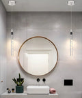 LED Pendant Lights Cylinder Crystal Fixtures With 10W Integrated LED 3000K Warm Light in a modern bathroom setting