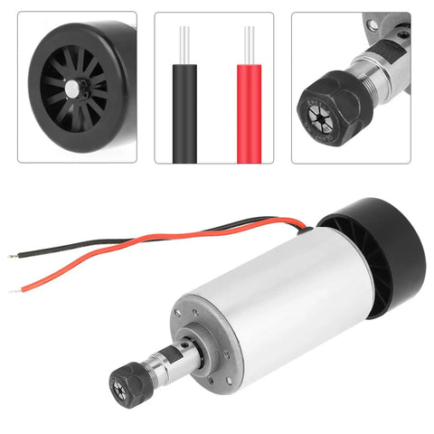 Brushless Spindle Motor 300W 52mm DC 48V CNC Spindle ER11 Air Cooled for Engraving Machines with wiring close-ups