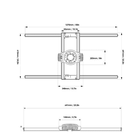 Dimensional diagram of Aluminum Router Sled Kit With Precise Guide Rail And Low Friction Slide For Wood End Face Flattening Slab Jig