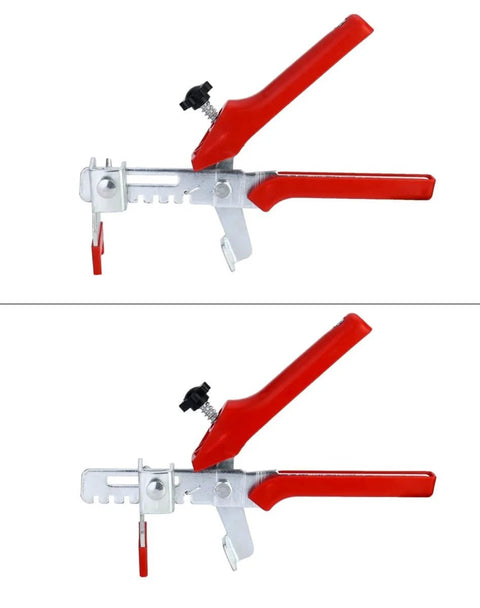 Tile Leveling Pliers For Quick Tile Installation And Lippage Prevention With High Tension PVC Handle And Ergonomic Grip Great For DIY Or Pros Delivers Precise Tile Alignment And Faster Laying 1 Pack, side view with red handles