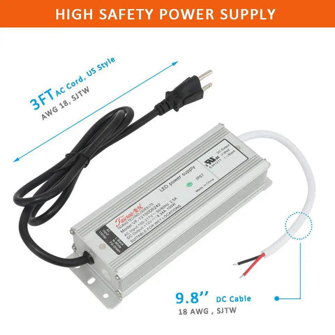Beefy 12V 100W LED Driver Power Supply For LED Strips And Lighting, 110V And 120V AC To 12V DC Converter, IP67 Waterproof