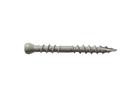 Side view of a single screw from the Composite Trim Screw Set No 8 By 1-5/8 Inches White Coated Steel 221-Piece With Trim Head And T-10 Star Drive