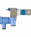 Genuine OEM Water Inlet Valve Model MJX41869202 for refrigerators replacement part, blue and silver design with metal bracket