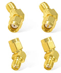FPV Antenna Adapters SMA To RP-SMA 45 Degree Connector Kit 4 Pack For FPV Drones And Goggles, brass gold plated connectors