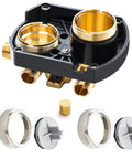 Heavy Duty Rough In Shower Valve With Integrated Diverter And Solid Forged Brass Body, featuring brass connectors and trim components.