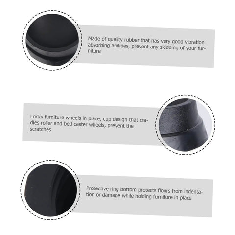 Tough As Nails Rubber Floor Cups With High Grip Non Skid Base For Rolling Office Chairs And Bed Wheels Straight Forward Easy Install Home Setup Floor Savers No Damage Guarantee Set Of Twelve Pieces