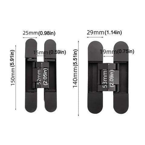 Diagram of Ultra Slick 180 Degree Folding Zinc Alloy Door Hinge for Cabinets and Cupboards with dimensions and cross design.