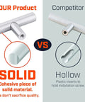 Comparison of solid and hollow Euro Bar Cabinet Handle Satin Nickel Finish Five And Three Eighths Inch Long With Three Inch Center.