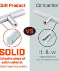 Comparison of solid Euro Bar Cabinet Handles Set Of 50 Satin Nickel Drawer Pulls versus hollow competitor handles