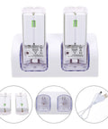 Two Slot Battery Charging Dock With USB Cable For Game Remote Controllers Dope White High End Design Compact Stand