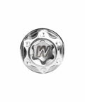 Top view of Titanium Flange Torx Bolts For Cars And Motorcycles Ultra Light Ride Ready Fasteners Set M4 And M5 Sizes 6 To 90mm Range Pack Of 6 Normal Titanium Color M5x15mm, showing intricate design.