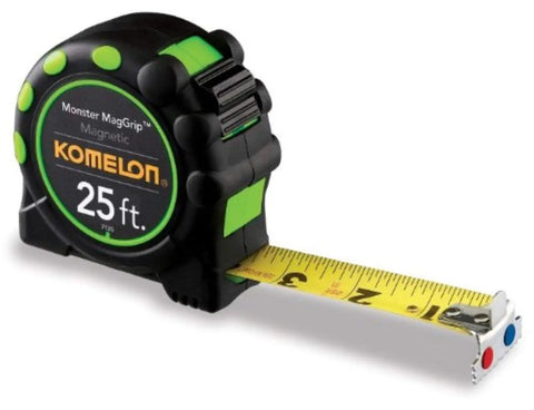 4 Pack Monster MagGrip Tape Measure With Magnetic Tip, 25 Ft By 1 In, Rubberized Case, Extended Nylon Coated Blade