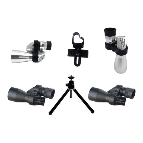 Angled Monocular Quick Focus Portable Telescope components with tripod and angled eyepiece for travel and concerts use.