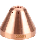 Precision Copper Plasma Cap For Thermal Dynamics Cutting Torch Consumables 5 Pack Heavy Duty Replacement part shown from an angled view.