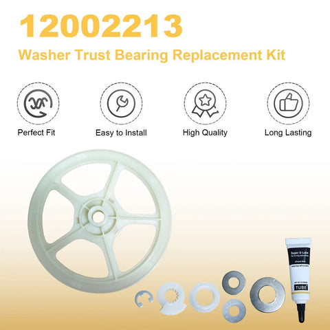 Thrust Bearing Kit Replacement For Front Load Washers, Easy Install, Replaces AP4009132, parts layout and lubricant tube